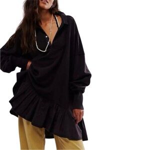 FREE PEOPLE Olivia Sweatshirt, Size Large, Black